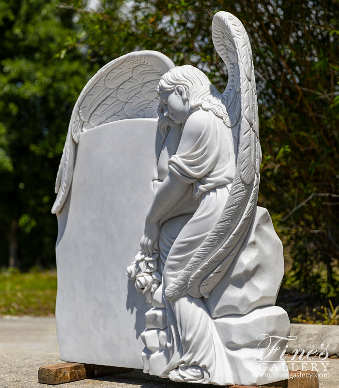 Marble Memorials  - Weeping Angel Headstone - MEM-486